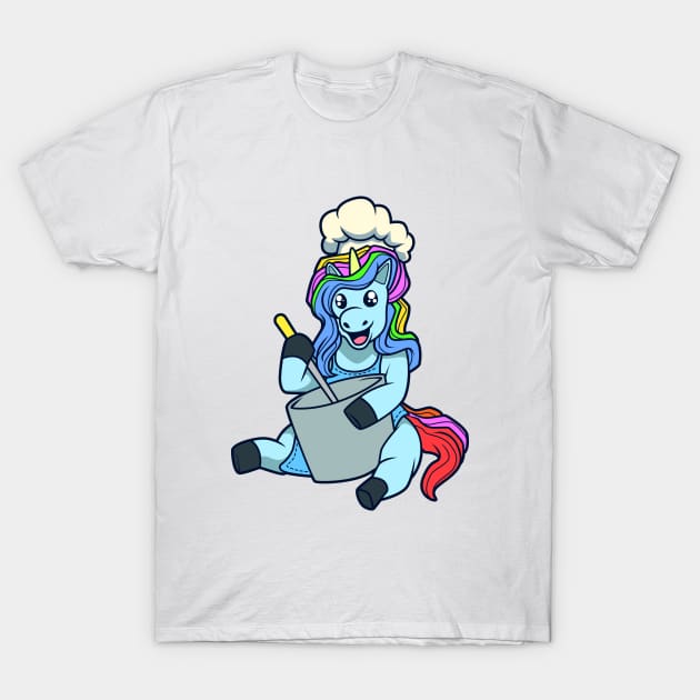 Cartoon unicorn chef T-Shirt by Modern Medieval Design